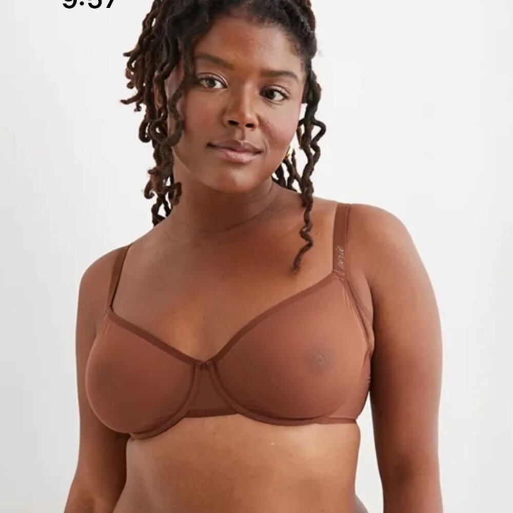 Aerie Smoothez Brown Mesh Underwire Balconette Bra‎ NWT Size 34B